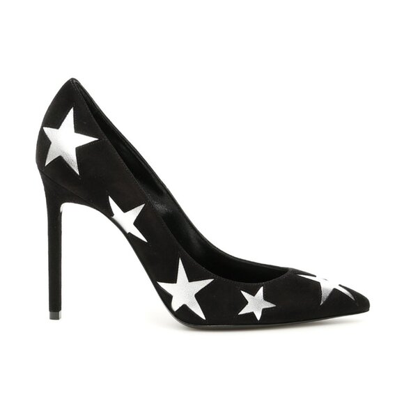 YSL Star Embellished Black Suede Anja Pumps 105 size EU 40.5 / US 10.5 NEW $950 - Picture 1 of 9